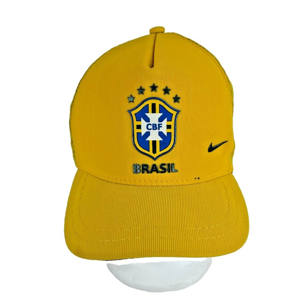 Nike Brasil Football Men's Trucker Hat Cap Yellow Brazil Futbol Soccer Snapback